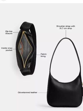 Coach Black Glovetanned Leather Curve Zip Shoulder Bag